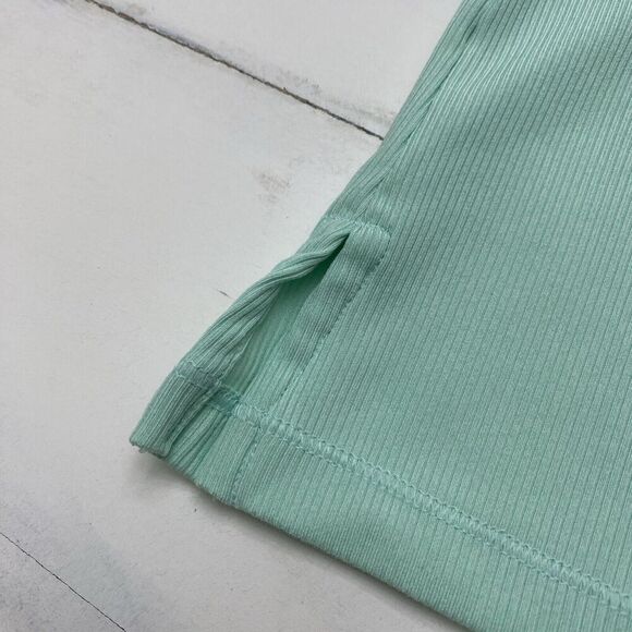 Athleta Womens Uptempo Ribbed Henley Top Sz L Mint Green Athleisure - Picture 10 of 15